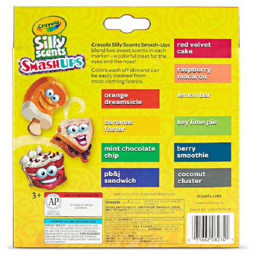 Crayola 10 Ct Silly Scents Smashups Washable Broad Line Markers