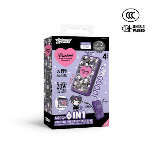 (Special Order)XPower x Sanrio Kuromi M10C+ 6 In 1 10000mAh 20W PD3.0 + Magnetic Wireless Power Bank