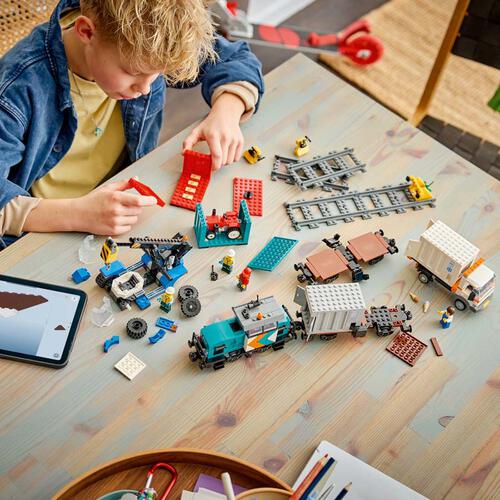 LEGO City Harbor Freight Train with Crane & Truck