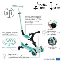 Globber高樂寶 Go&bull;Up Active Lights 360&deg; 三合一可折疊發光滑板車 - 薄荷綠色