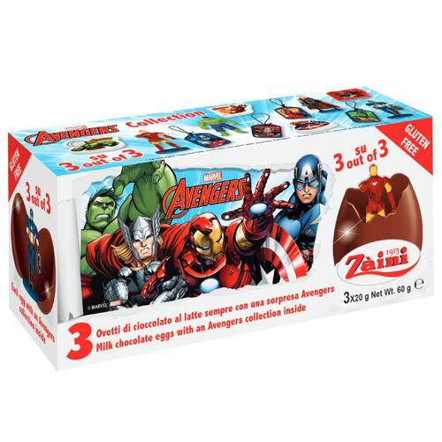 Zaini Avengers Milk Chocolate Eggs Tripack - Assorted