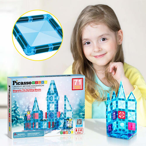 PicassoTiles 磁力片積木玩具 - 冬季主題透光彩色71塊套裝