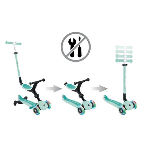 Globber高樂寶 Go&bull;Up Active Lights 360&deg; 三合一可折疊發光滑板車 - 薄荷綠色