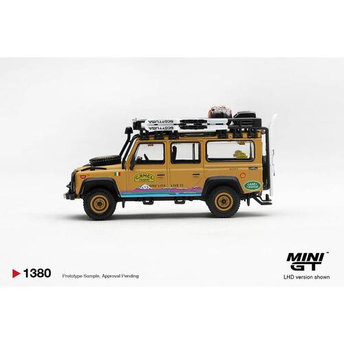 (網店預購) MINI GT Land Rover Defender 110 1998 Camel Trophy Tierra del Fuego CT.24 Italy / Blister Packaging (預計2027年3月發貨)