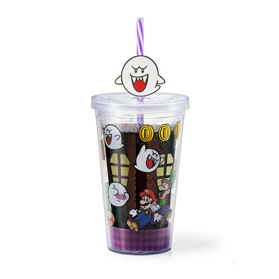 Nintendo任天堂 超級瑪利歐吸管杯 (害羞幽靈)