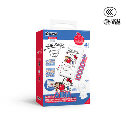 (特別訂購)XPower x Sanrio Hello Kitty M10C+ 6合1 10000mAh多功能迷你20W PD3.0+磁吸無線快充移動電源