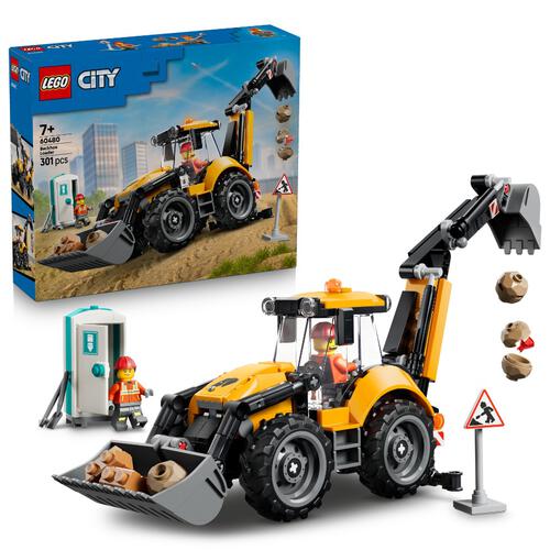 LEGO樂高城市系列 黃色反鏟裝載機 60480