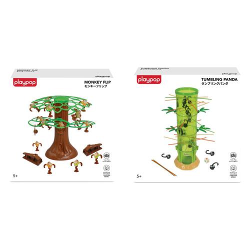 playpop Tumblin Pandas & Monkey Flip Family Game playset