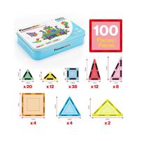 Picassotiles 100pc Nano Magnetic Building Tiles Construction Set With Pencil Box