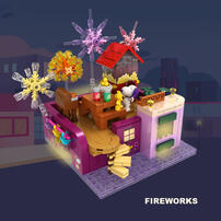Peanuts Rooftop After Dark Building Blocks - Fireworks