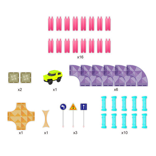 PicassoTiles 40 Pcs Magnetic Tiles Race Track Travel Toy with Car
