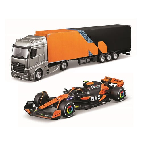 Bburago 1:43 Mclaren Racing Hauler With Mclaren MCL38 Diecast