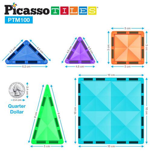 Picassotiles Diamond Magnetic Tile 100pc