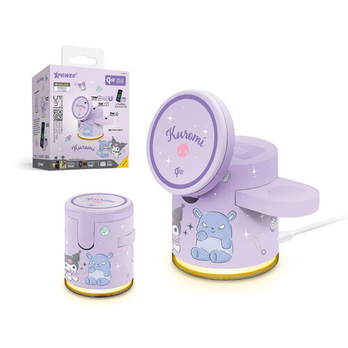 (特別訂購)XPower x Sanrio Kuromi GE1 Qi2迷你掌心5合1 MagCharge 15W磁吸無線充電座