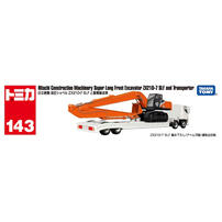 Tomica Diecast No. 143 Hitachi Construction Machinery Super Long Front Excavator ZX210-7 SLF And Transporter