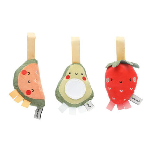 Pearhead 嬰兒車座椅懸掛毛絨玩具3件組 - 可愛水果