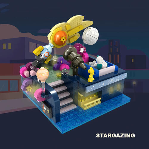Peanuts Rooftop After Dark Building Blocks - Stargazing