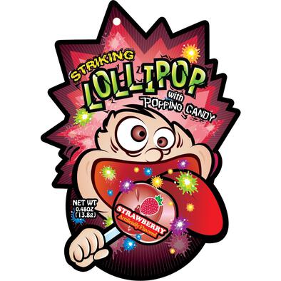 Striking Strawberry Flavor Lollipop With Popping Candy