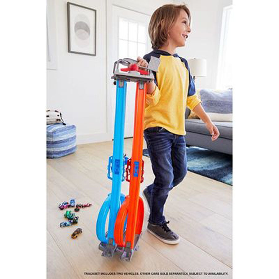 Hot wheels double loop track on sale