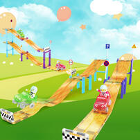 PicassoTiles Sloped Race Car Tracks for Racing Playset - 45 Pieces