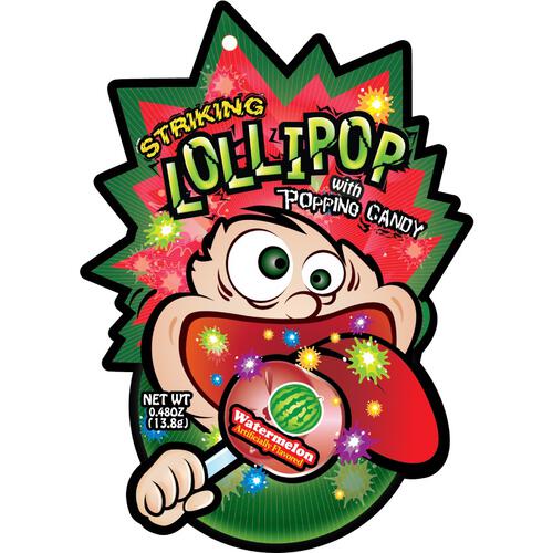 Striking Watermelon Flavor Lollipop With Popping Candy