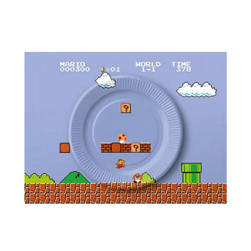 Nintendo Super Mario Party Paper Plate Set (8 Bit Stage) - 10 Sets