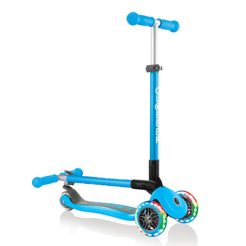 Globber高樂寶 發光折疊滑板車 (天藍色)