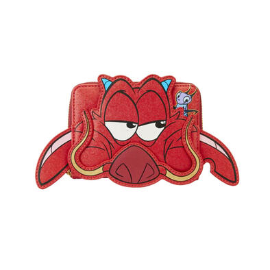 Loungefly Disney Mulan 25Th Anniversary Mushu Glitter Cosplay Zip Around Wallet