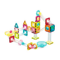 PicassoTiles Travel Size Magnetic Marble Run Builder 60pc set