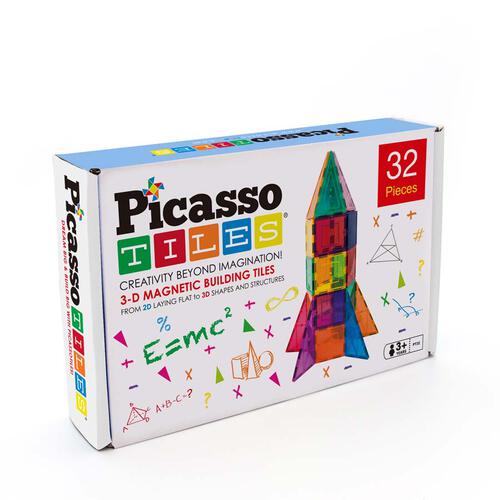 Picasso Tiles 磁力片積木玩具 - 透光彩色32塊套裝