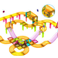 PicassoTiles 40 Pcs Magnetic Tiles Race Track Travel Toy with Car