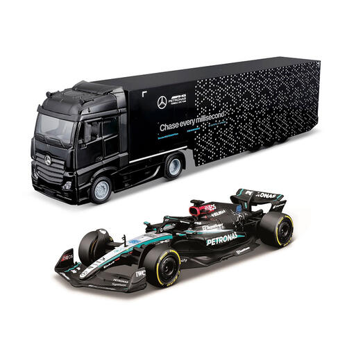Bburago 1:43 Mercedes Benz Racing Hauler With Mercedes Benz F1W15 Diecast