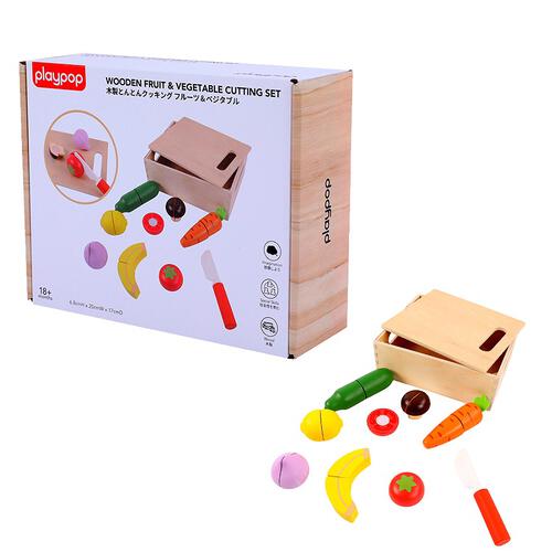 playpop Wooden Fruit & Vegetable Cutting Set