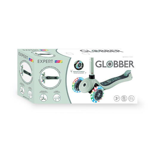 Globber高樂寶 Expert發光三輪滑板車 - 鼠尾草綠色