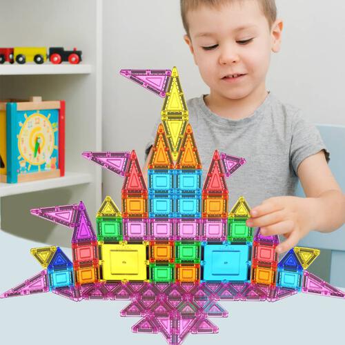 Picassotiles 100pc Nano Magnetic Building Tiles Construction Set With Pencil Box