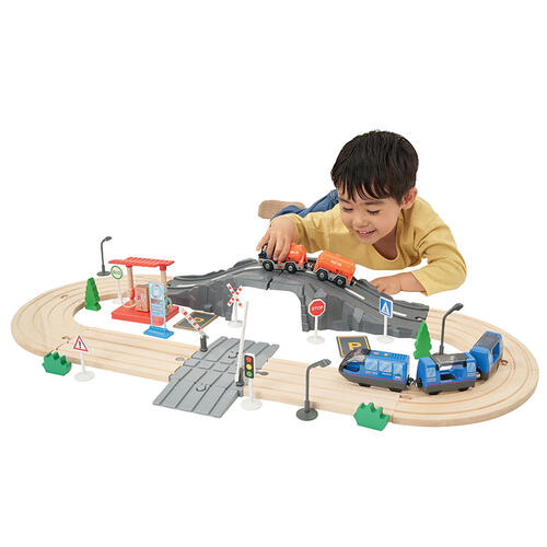 Speed City Railway極速都市 加油站主題木製軌道套裝(電動)