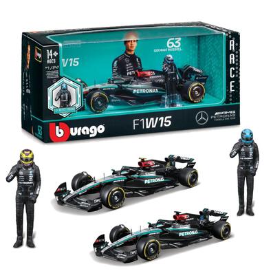 Bburago 1:24 平治 W15  附車手模型  #44/#63  - 隨機發貨 (單件裝)
