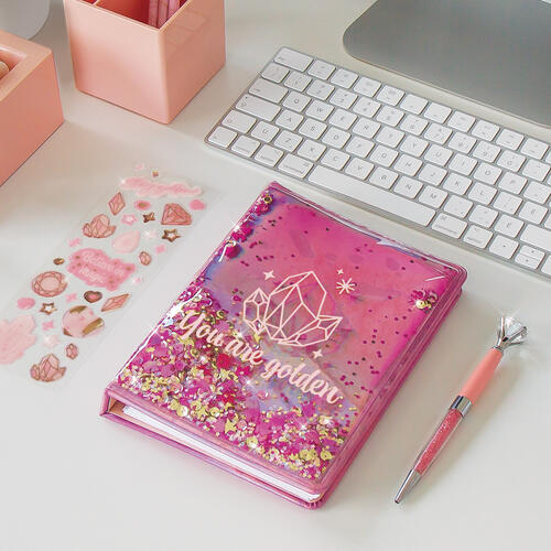 3C4G Pink & Gold Glitter Journal & Pen Set