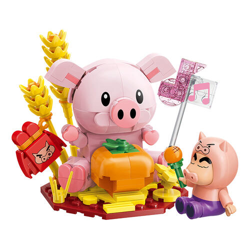 Keepplay 蠟筆小新小豬左衛門造型積木