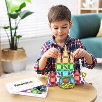 Picassotiles 50pc Nano Magnetic Building Tiles Construction Set With Pencil Box