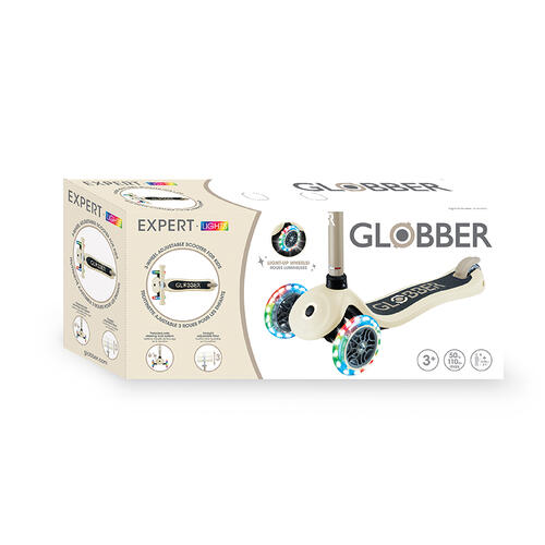 Globber高樂寶 Expert發光三輪滑板車 - 沙棕色