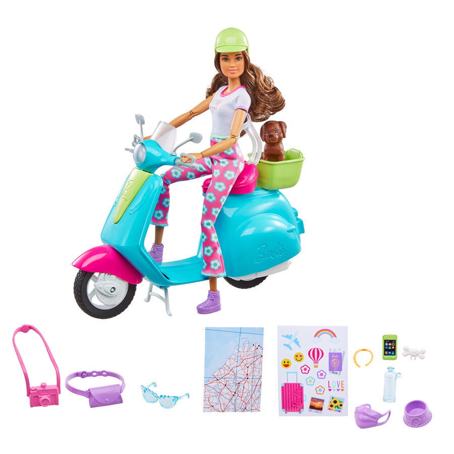 Barbie Holiday Fun Doll Scooter And Accessories Toys