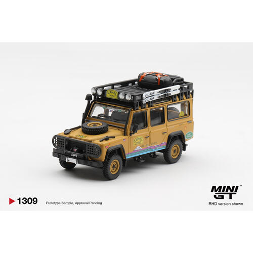(網店預購) MINI GT Land Rover Defender 110 1998 Camel Trophy Tierra del Fuego CT.10 USA / Blister Packaging (預計2026年10月發貨)
