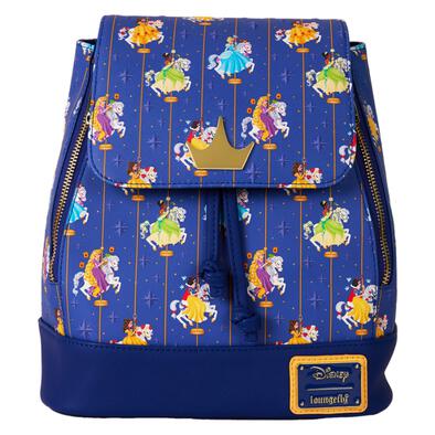 Loungefly Disney Princess Carousel All-Over Print Drawstring Mini Backpack