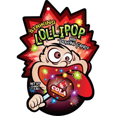 Striking Cola Flavor Lollipop With Popping Candy