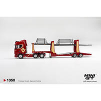 (Pre-order) MINI GT Scania 770s A6x4na Car Transporter V8 50th Anniversary + Car Transporter Red (Expected December 2026)