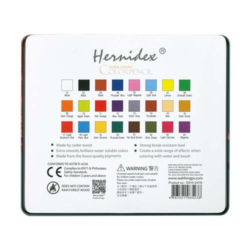 Hernidex 24色高級松木水溶性顏色筆