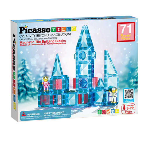 PicassoTiles Travel Size Tiles Ice Winter Theme 71 Pieces Set
