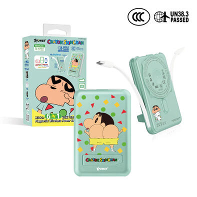 (特別訂購)XPower x 蠟筆小新 M10C+ 6合1 10000mAh多功能迷你20W PD3.0+ 磁吸無線快充移動電源 SC1 (綠色)