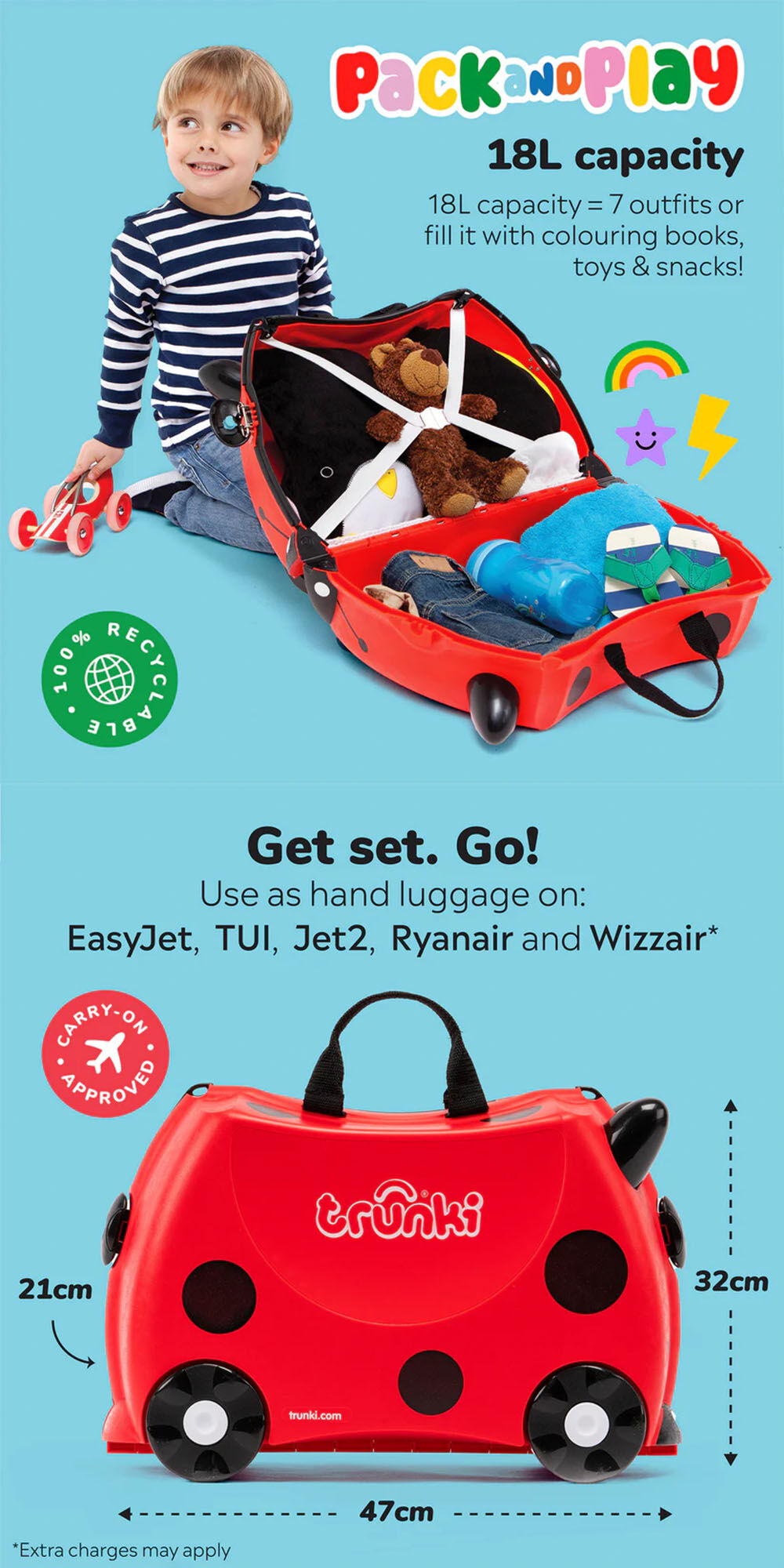 Trunki Ride On Suitecase Harley The Ladybird Toys R Us Hong Kong Official Website